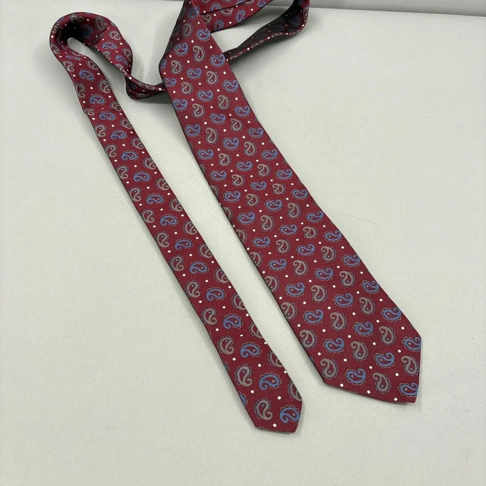 Brooks‎ Brothers Tie Mens Red Paisley Dot Silk Made USA Woven Necktie NWT